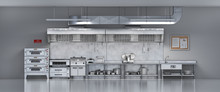 Industrial Kitchen. Restaurant Kitchen. 3d Illustration