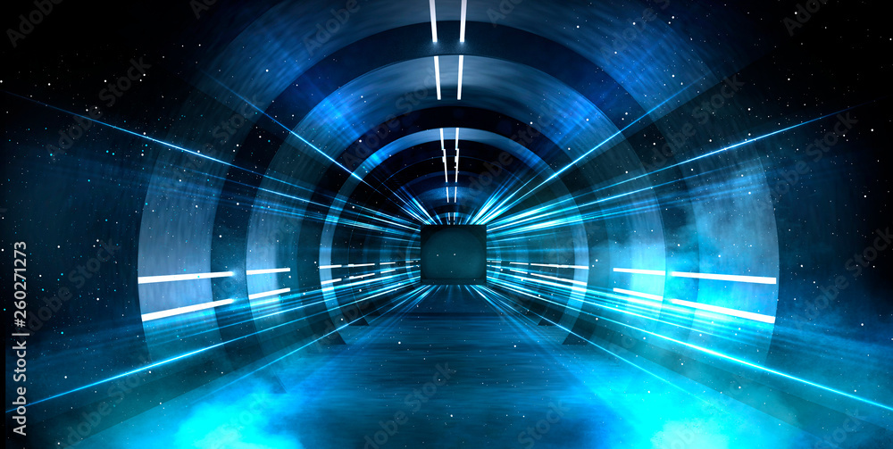 Abstract tunnel, corridor with rays of light and new highlights ...