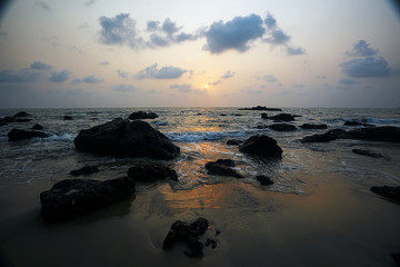 Wall Mural - Beautiful sunset on the beach