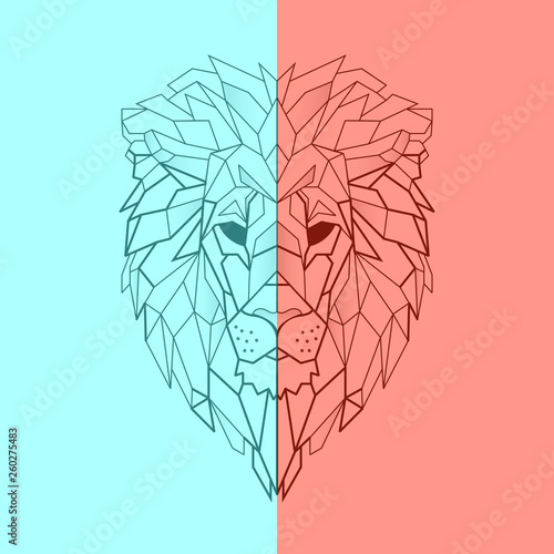 Fotomural Geometric low-poly lion banner