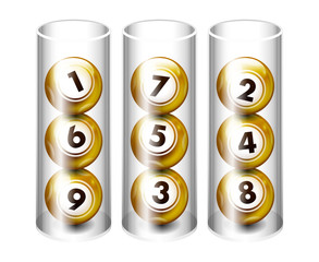 Wall Mural - Vector golden lottery / bingo ball in glass tubes