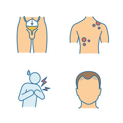 Sticker - Men's health color icons set