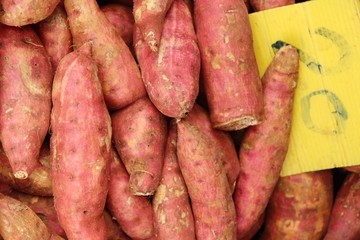 Fresh yam for cooking in the market