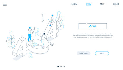 Wall Mural - error 404 page - line design style isometric web banner