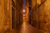 Fototapeta Uliczki - Palermo. Old medieval street in night lighting.