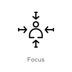 outline focus vector icon. isolated black simple line element illustration from arrows 2 concept. editable vector stroke focus icon on white background