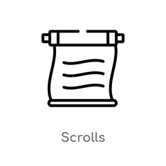 outline scrolls vector icon. isolated black simple line element illustration from asian concept. editable vector stroke scrolls icon on white background