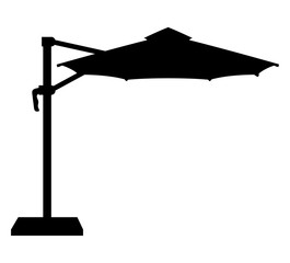 large sun umbrella for bars and cafes on the terrace or the beach black outline silhouette vector illustration