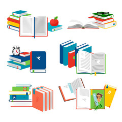 Wall Mural - Isometric vector books vector illustration. Reading concept with diary, notepads, sketchbooks. Book education and study, literature for learning
