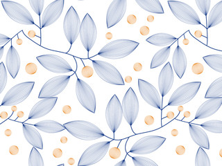 Wall Mural - linear vector pattern, repeating abstract geometry background, gray line of leaf or flower, floral. 