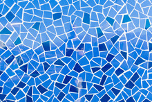 Summer Atlantic Ocean Blue Mosaic Tiles Wallpaper Background Texture.