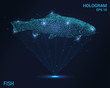 Fish hologram. Holographic projection fish. Flickering energy flux of particles. The scientific design of fish.