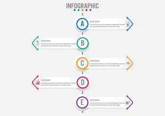 Wall Mural - Business infographic template with 5 options arrows shape