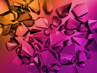 Wall Mural - 3d abstract split crystal background, gold pink fashion wallpaper, vivid colors