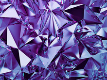 3d Abstract Violet Crystal Background, Blue Purple Fashion Wallpaper, Faceted Geometrical Crystallized Texture