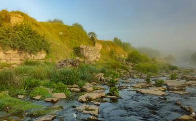 Tosno waterfall, the largest waterfall in Europe — about 30 meters wide and more than 2 meters high.