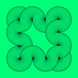 Infinity symbol of interlaced circles. Impossible shape with stroked lines on color background.