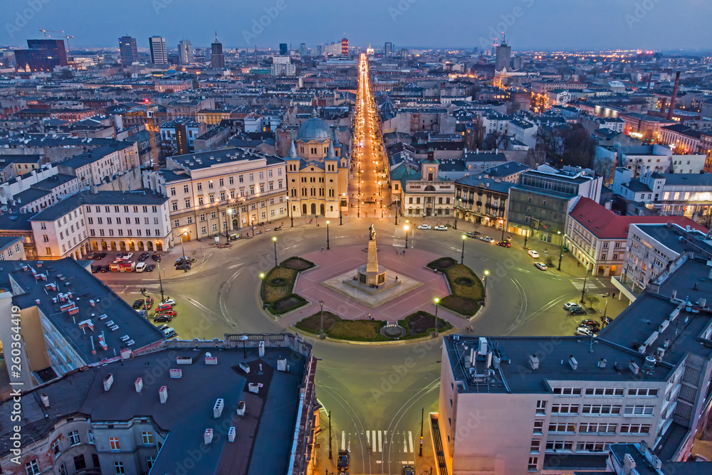 Obraz na płótnie Łódź, Poland -view of Freedom Square.	 w salonie