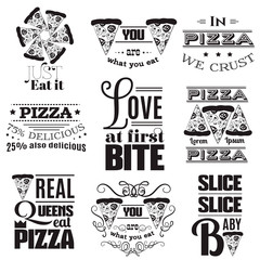 Wall Mural - Collection of quote typographical background about pizza. Template for card, poster, banner, print for t-shirt. 