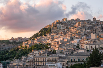 View over the village of Modica in the south of Sicily, Italy