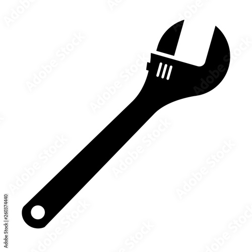 Wrench icon. Monkey wrench glyph icon. Silhouette symbol. Spanner