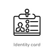 © zaurrahimov - outline identity card vector icon. isolated black simple line element illustration from business concept. editable vector stroke identity card icon on white background