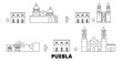 Mexico, Puebla flat travel skyline set. Mexico, Puebla black city vector panorama, illustration, travel sights, landmarks, streets.