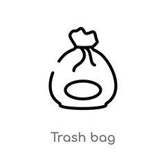 Poster - outline trash bag vector icon. isolated black simple line element illustration from cleaning concept