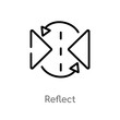 outline reflect vector icon. isolated black simple line element illustration from creative pocess concept. editable vector stroke reflect icon on white background