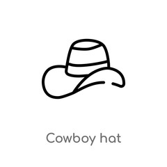 Wall Mural - outline cowboy hat vector icon. isolated black simple line element illustration from wild west conce