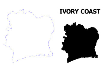 Vector Contour Dotted Map of Ivory Coast with Name