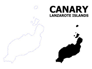 Wall Mural - Vector Contour Dotted Map of Lanzarote Islands with Name