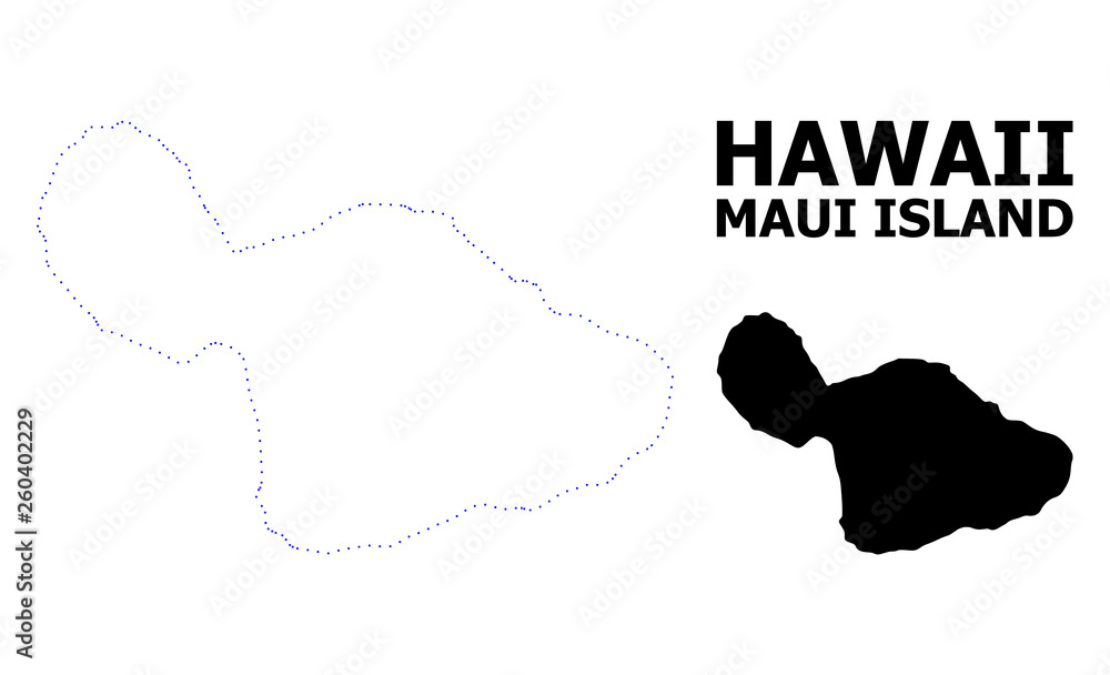 Vector Contour Dotted Map of Maui Island with Caption Stock Vector ...