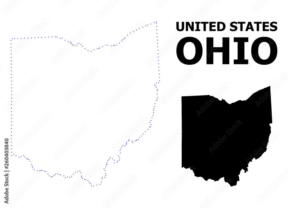 Vector Contour Dotted Map of Ohio State with Caption Stock Vector ...