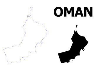 Vector Contour Dotted Map of Oman with Caption