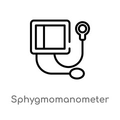 Wall Mural - outline sphygmomanometer vector icon. isolated black simple line element illustration from health and medical concept. editable vector stroke sphygmomanometer icon on white background