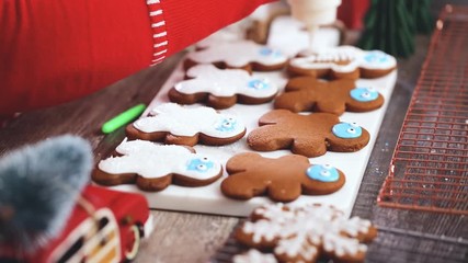 Poster - Step by step. Decorating gingerbread cookies with royal icing.