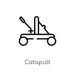 outline catapult vector icon. isolated black simple line element illustration from miscellaneous concept. editable vector stroke catapult icon on white background