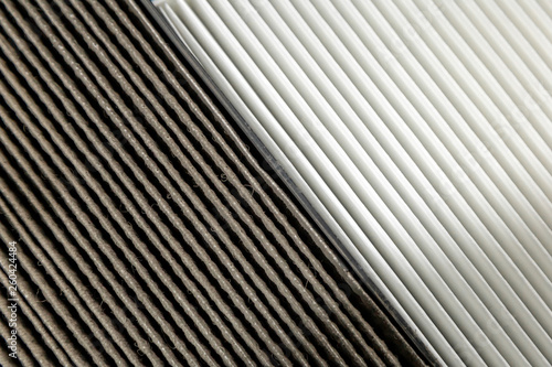 Fotomural Close up, clean and dirty cabin air filter for car