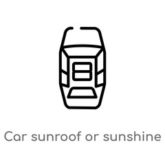 outline car sunroof or sunshine roof vector icon. isolated black simple line element illustration from car parts concept. editable vector stroke car sunroof or sunshine roof icon on white background