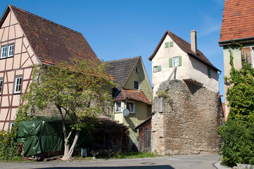 Creglingen Germany, group of traditional houses in village