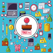 © djvstock - tax day with rubber stamp and set icons
