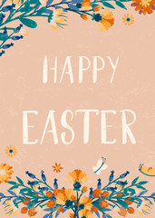 Wall Mural - Happy Easter. Greeting card with flowers