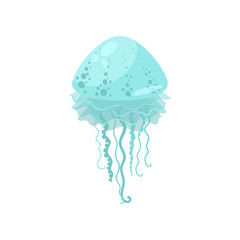 Wall Mural - Mint colorful jellyfish, underwater ocean cute creature