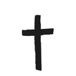 © Сергей Черепанов - Hand drawn black grunge cross icon, simple Christian cross sign, hand-painted cross symbol created with real ink brush isolated on white background.