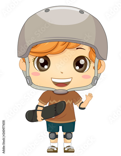 Kid Boy Skate Boarder Illustration