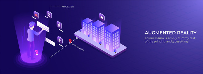 Wall Mural - isometric illustration of man controlled and connected his house with technology device through inte