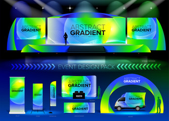 A pack of 3D event design medias in vector format, with a sample of graphic template in RGB color. It is suitable for event design, event planing, concert, seminar, etc.