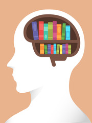 Wall Mural - Man Profile Brain Knowledge Illustration