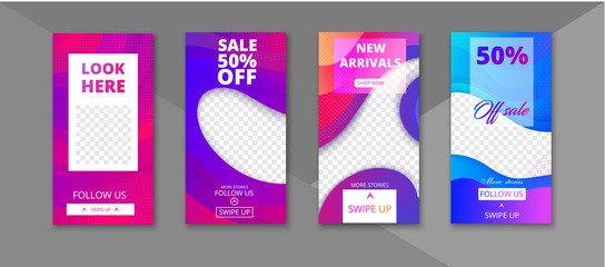 Wall Mural - Colorful editable templates for social networks stories, instagram story, shopping.